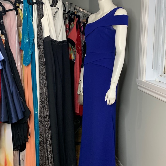 Windsor Peplum Blue royal Long Dress Gown Formal Evening Bodycon Small - Picture 8 of 10